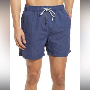 Vintage Summer Solid Washed Nylon Swim Trunks Men’s XXL color Blue